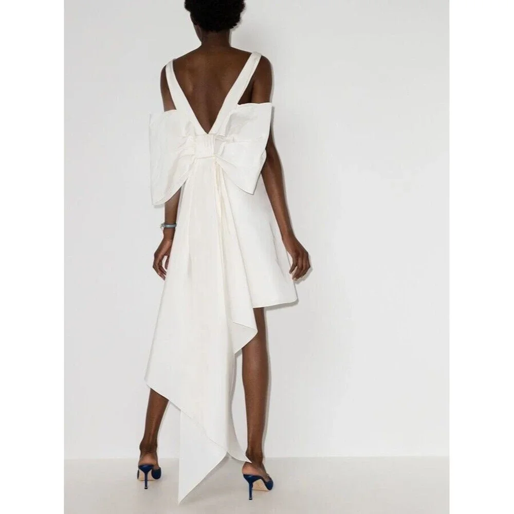 NWT. $2990 Carolina Herrera Oversize-Bow Silk Dress Sz 8 - Picture 2 of 8